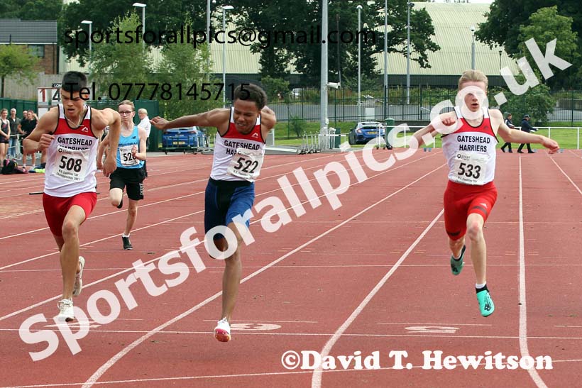 Mens and Boys 100 metres, 2021 North Eastern Track and Field Champs., Middesbrough. Photo: David T. Hewitson/Sports for All Pics